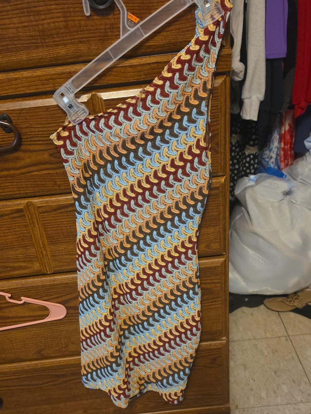 One-Shoulder Crochet Jumpsuit in Multicolor